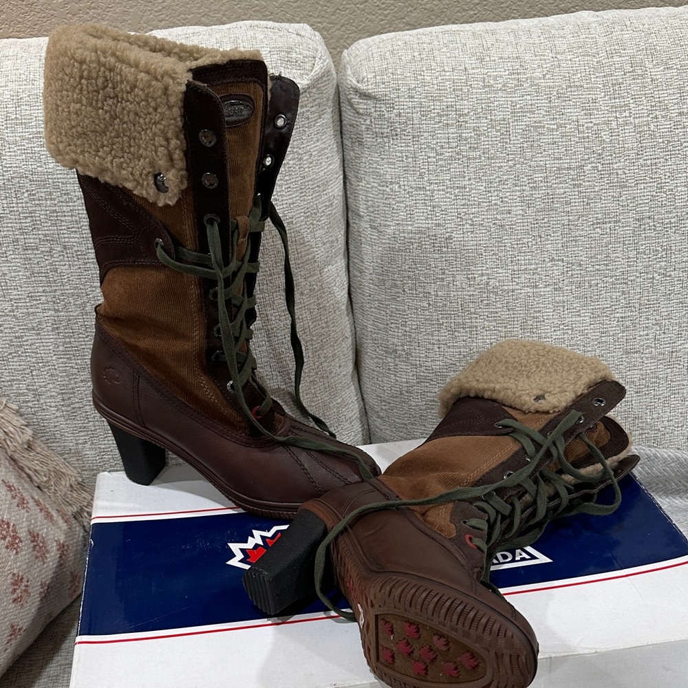 Pajar Retro Brown and Tan heeled Winter Boots